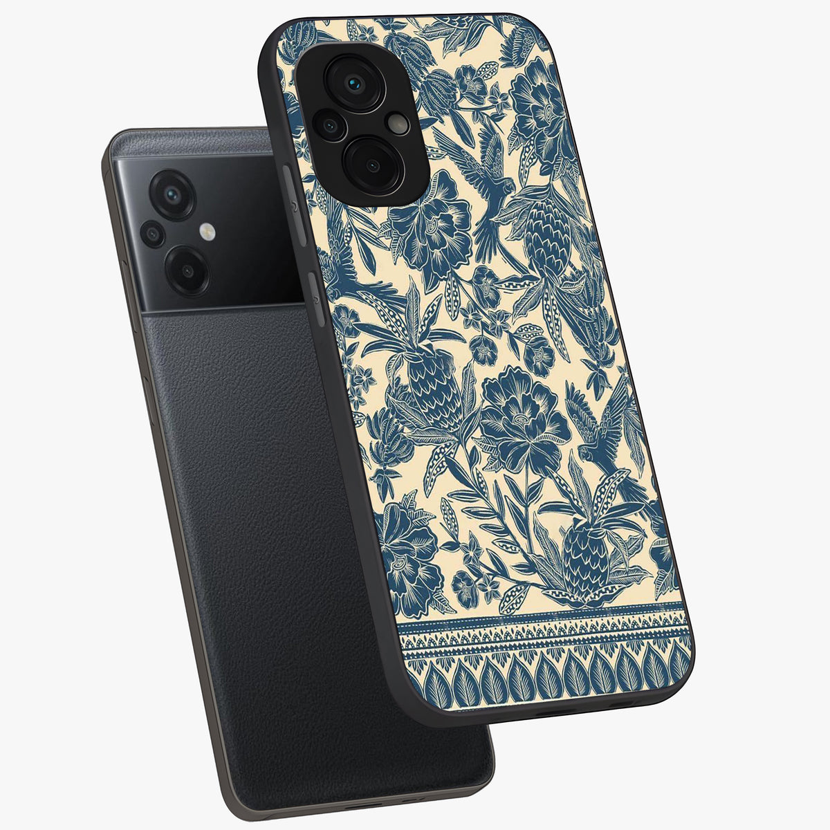 Heirloom Wild Bloom Glass Case displayed in angled mockup highlighting botanical bloom design with classic aesthetic style.