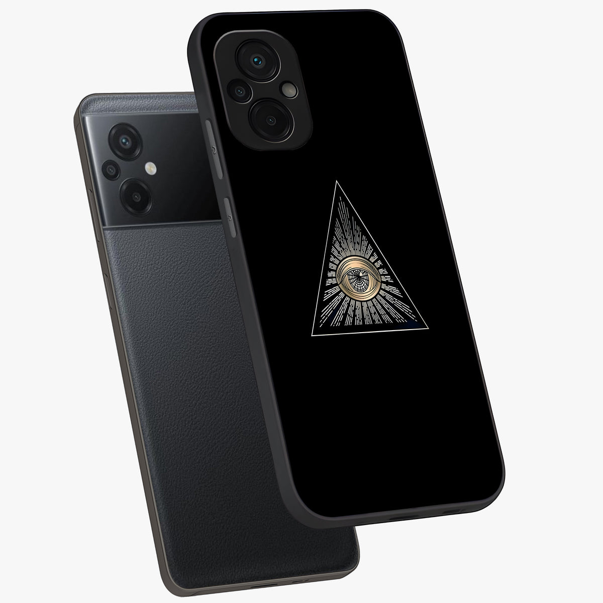 Illuminati Evil Glass Case displayed in angled mockup highlighting dark occult inspired design with bold aesthetic style.