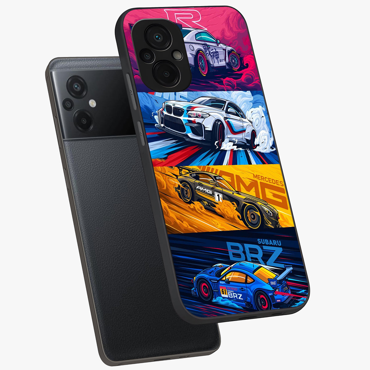 JDM Sports Car Glass Case displayed in angled mockup highlighting sleek Japanese racing car design with automotive aesthetic.