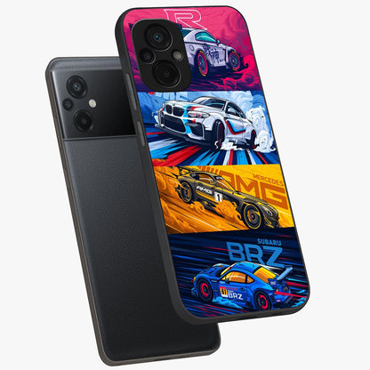 JDM Sports Car Glass Case displayed in angled mockup highlighting sleek Japanese racing car design with automotive aesthetic.