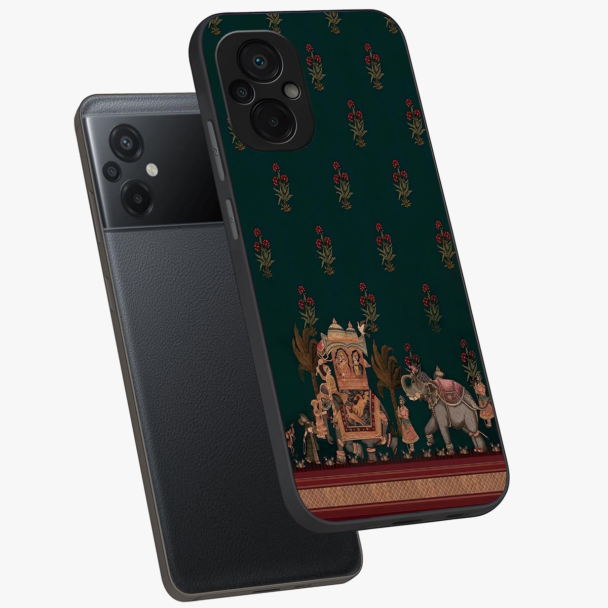 Macmerise Glass Case displayed in angled mockup highlighting trendy graphic design with sleek aesthetic style.