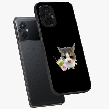 Matcha Cat Style Glass Case displayed in angled mockup highlighting playful feline design with pastel matcha aesthetic.