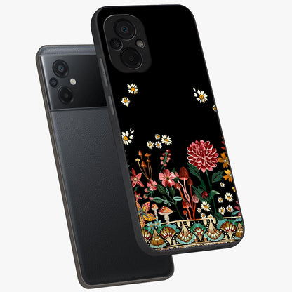 Midnight Bloom Pattern Glass Case displayed in angled mockup highlighting elegant flower design with midnight aesthetic style.