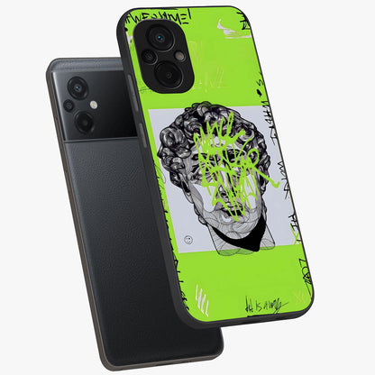 Neo Graffiti Rebellion Glass Case displayed in angled mockup highlighting urban street art design with rebellious aesthetic.