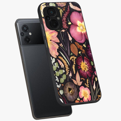 Petal Dream Tapestry Glass Case displayed in angled mockup highlighting decorative petal pattern with elegant botanical aesthetic.
