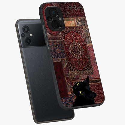 Regal Magic Cat Apple Glass Case displayed in angled mockup highlighting whimsical feline design with fantasy aesthetic.