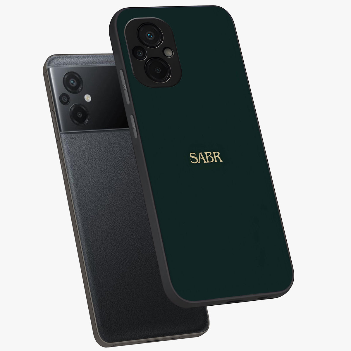 Sabr Minimal Patience Glass Case displayed in angled mockup highlighting simple inspirational design with clean aesthetic style.