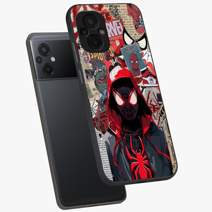 Spider Collage Street Glass Case displayed in angled mockup highlighting dynamic street style collage design with comic aesthetic.