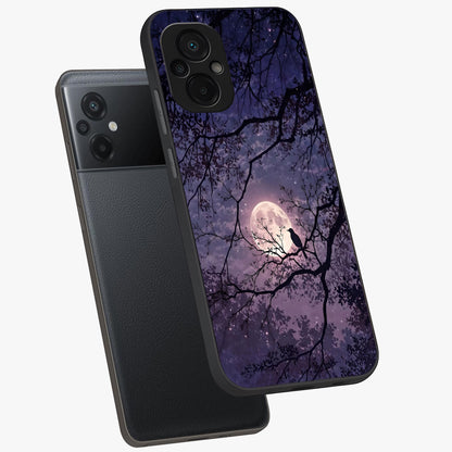 Whispering Moon Silence Glass Case displayed in angled mockup highlighting calm lunar design with dreamy night aesthetic.