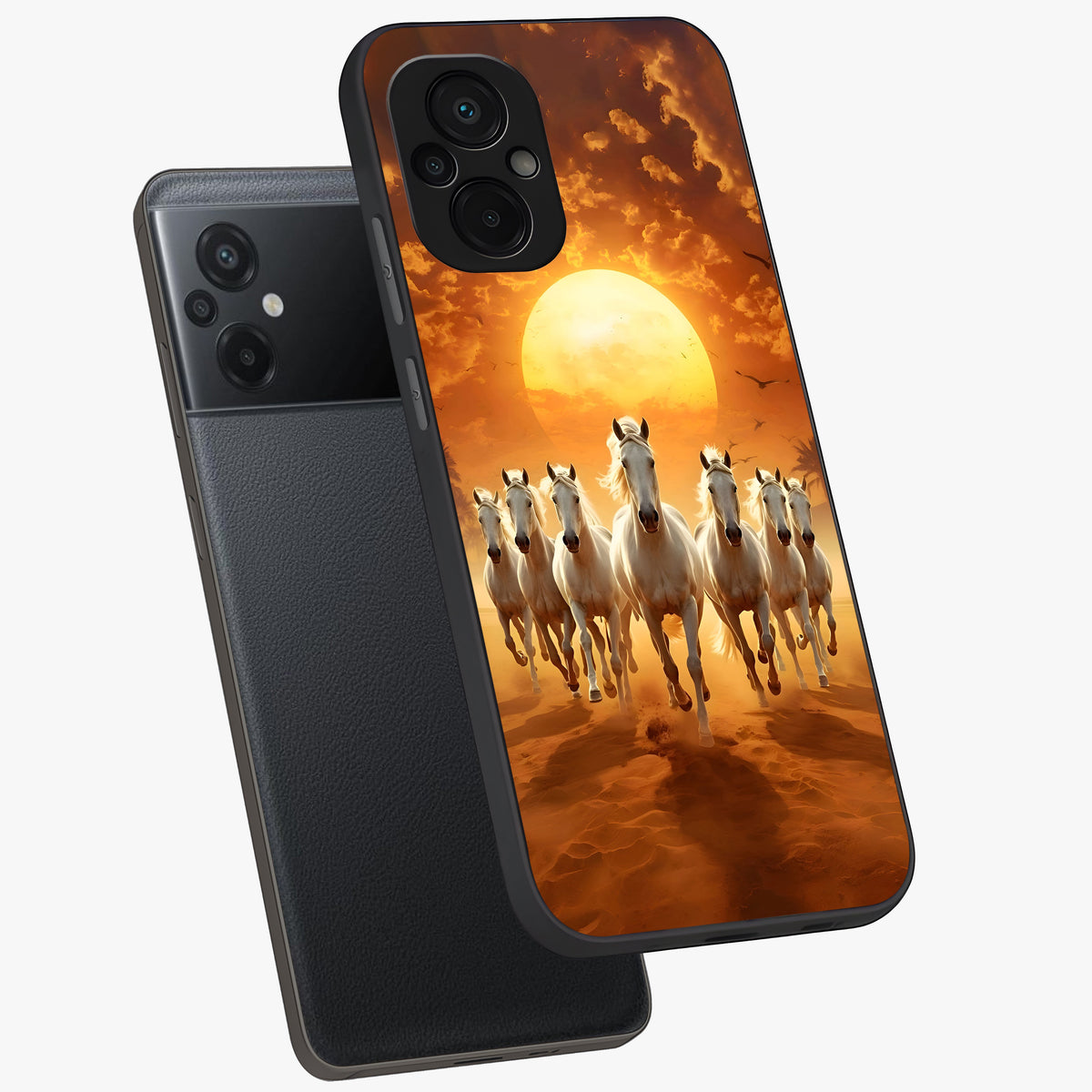 Wild Sunset Majesty Glass Case displayed in angled mockup highlighting vibrant sunset sky design with scenic aesthetic.