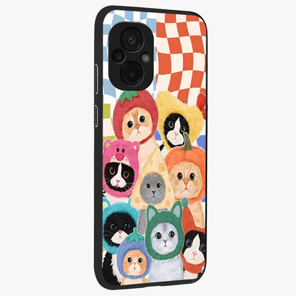 Cats in Fruits Glass Case upright view showcasing charming cat artwork with fun fruity theme.