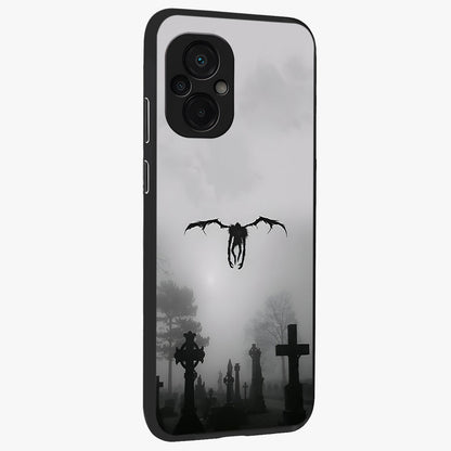 Graveyard Shadow Descent Glass Case upright view showcasing haunting graveyard artwork with dramatic dark theme.