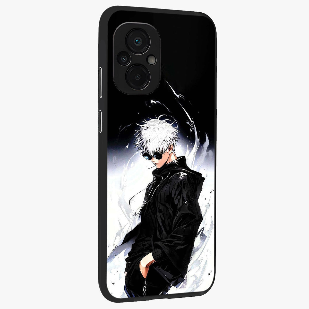 Limitless Shadow King Glass Case upright view showcasing bold shadow warrior artwork with epic fantasy theme.