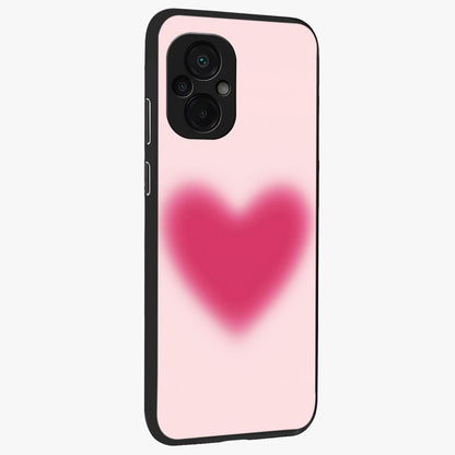 Pink Aura Heart Glass Case upright view showcasing romantic heart artwork with soft pastel theme.