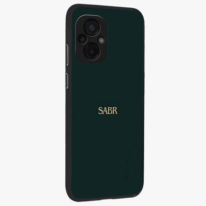 Sabr Minimal Patience Glass Case upright view showcasing calm minimalist artwork with motivational patience theme.