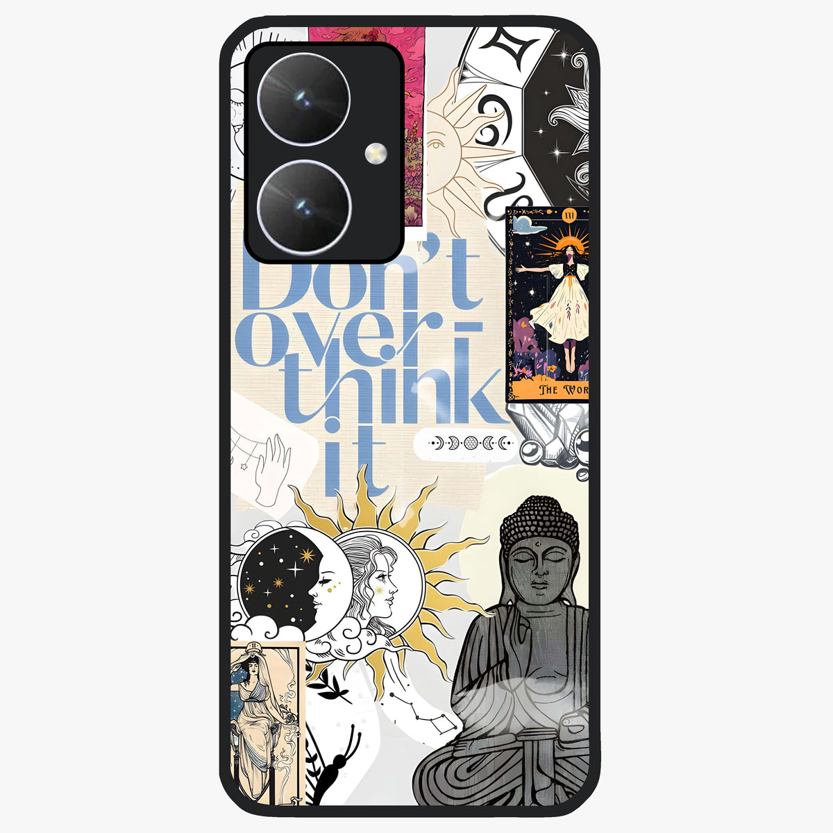 Ethereal Thoughts Glass Case showing flat back view with dreamy artistic artwork and glossy glass finish.