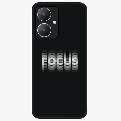 Focus Mode On Glass Case showing flat back view with bold motivational typography design and glossy glass finish.