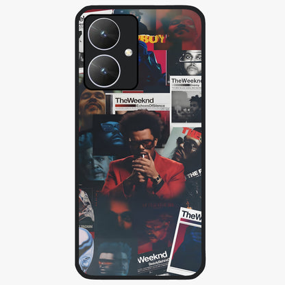 The Weeknd Glass Case showing flat back view with music inspired artistic portrait artwork and glossy glass finish.