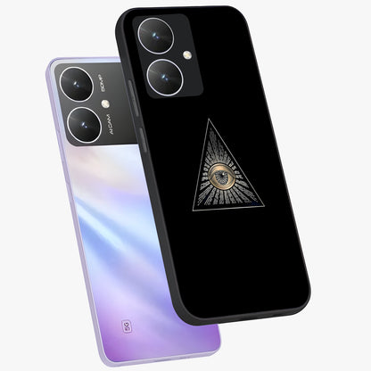 Illuminati Evil Glass Case displayed in angled mockup highlighting dark occult inspired design with bold aesthetic style.