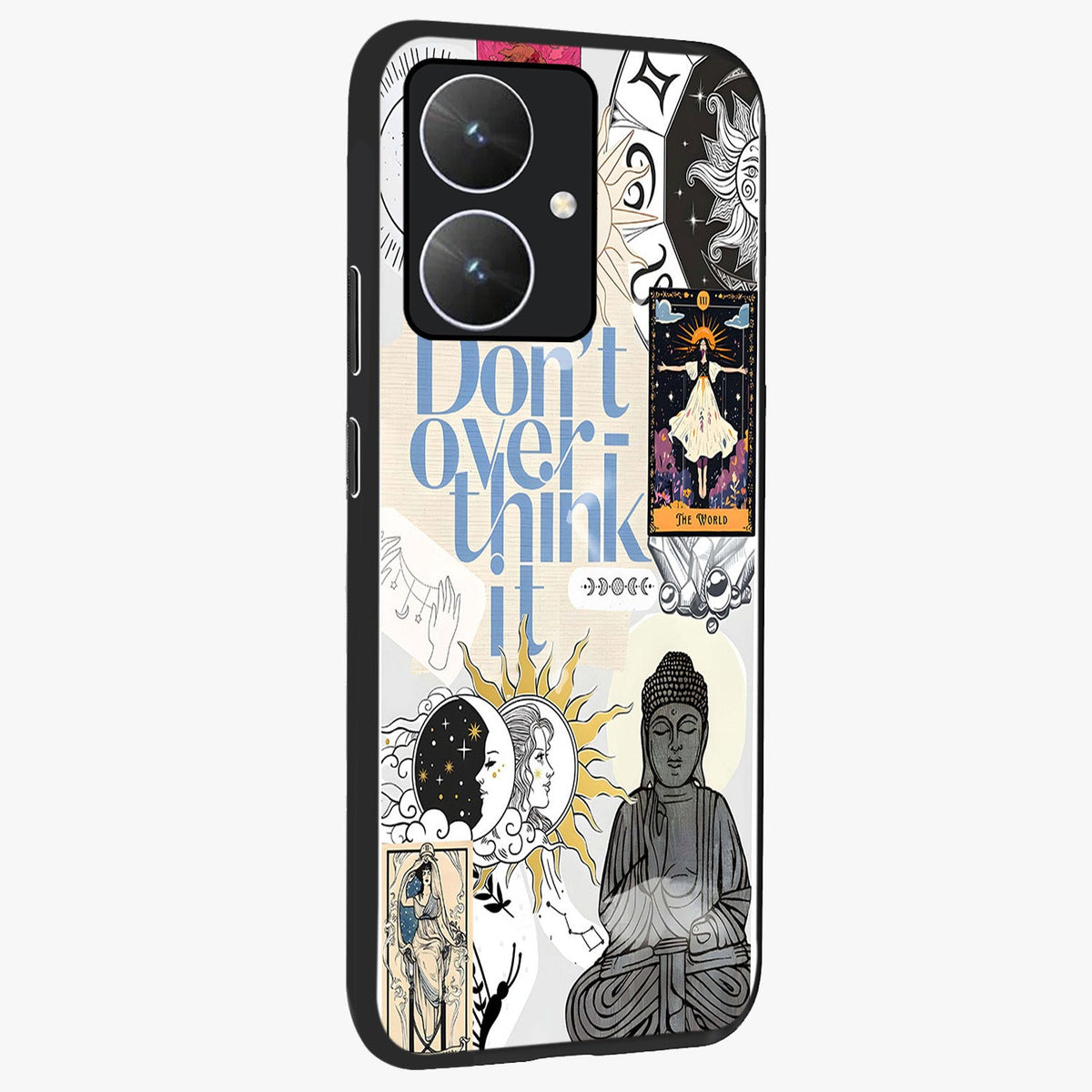 Ethereal Thoughts Glass Case upright view showcasing delicate artistic composition with peaceful dreamy theme.