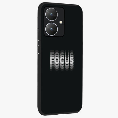Focus Mode On Glass Case upright view showcasing strong typography statement with sleek motivational theme.