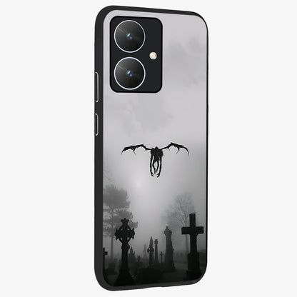 Graveyard Shadow Descent Glass Case upright view showcasing haunting graveyard artwork with dramatic dark theme.