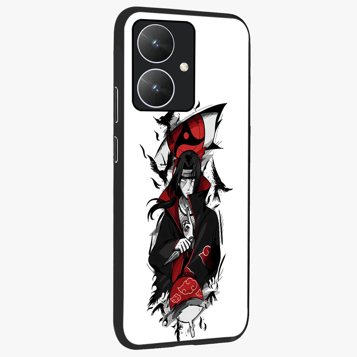Itachi Limited Edition Naruto Anime Glass Case upright view showcasing intense anime artwork with powerful character theme.