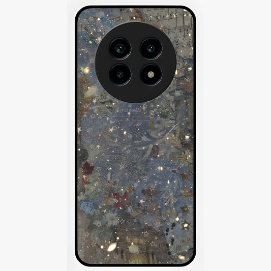 Aesthetic Astrolophia Glass Case showing flat back view with dreamy aesthetic design and glossy glass finish.