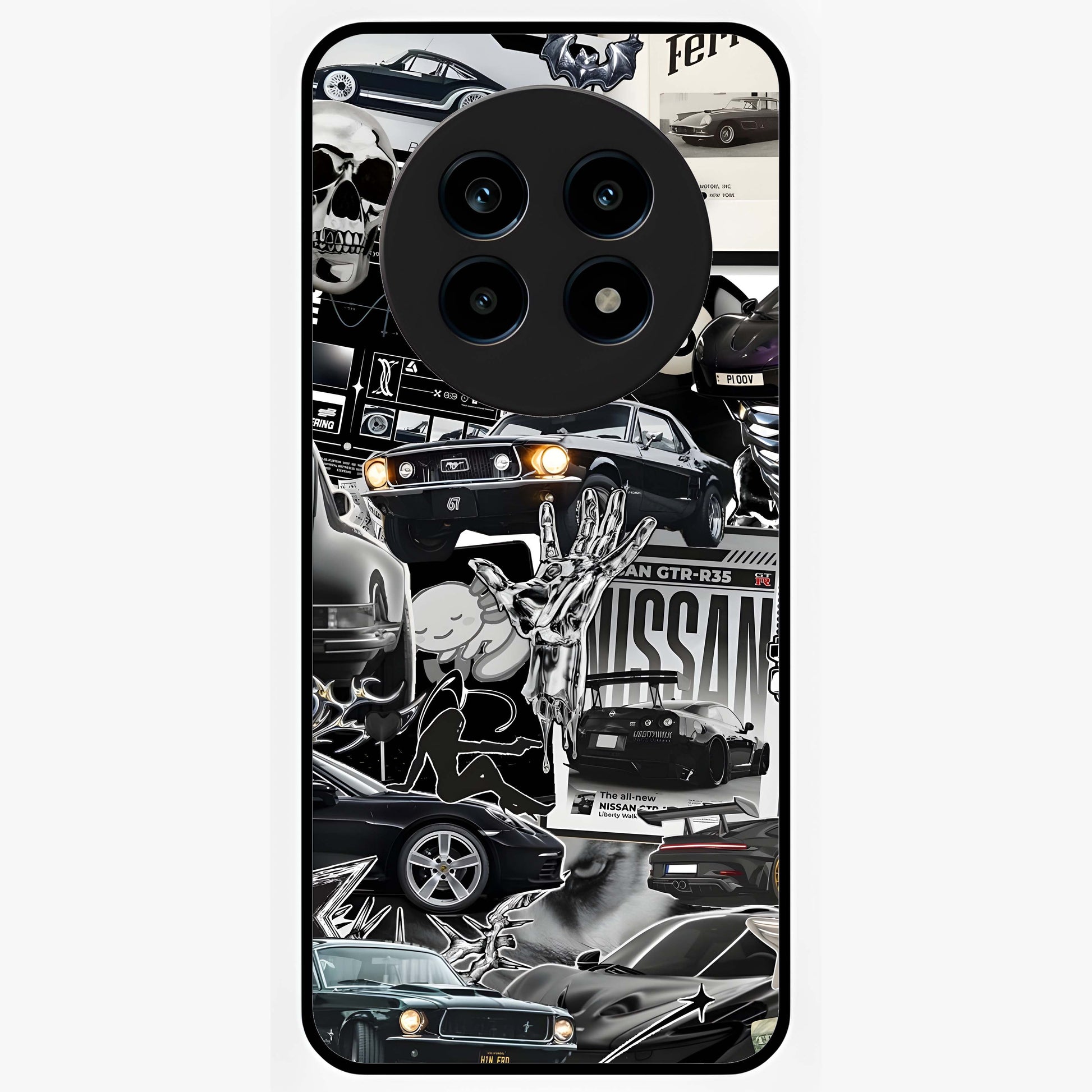 Aesthetic Dark Love Glass Case showing flat back view with dark romantic artwork and glossy glass finish.