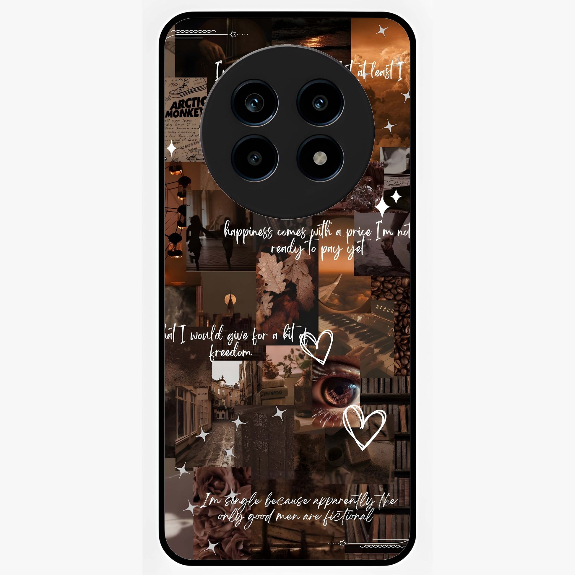 Bittersweet Aesthetic Chaos Glass Case showing flat back view with artistic chaotic aesthetic design and glossy glass finish.