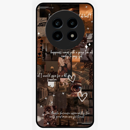 Bittersweet Aesthetic Chaos Glass Case showing flat back view with artistic chaotic aesthetic design and glossy glass finish.