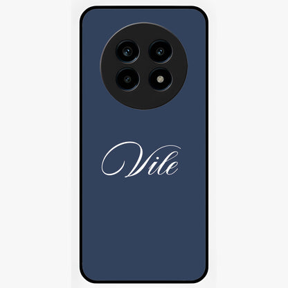 Blue Background Personalized Custom Name Glass Case showing flat back view with minimal blue background and custom name design.