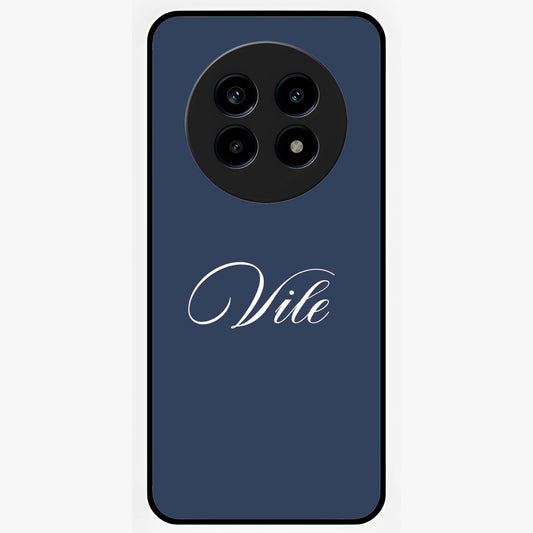 Blue Background Personalized Custom Name Glass Case showing flat back view with minimal blue background and custom name design.