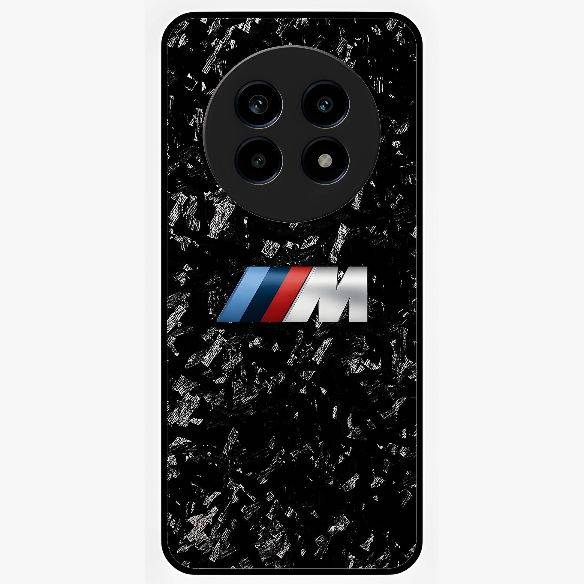 Carbon Speed Mark Glass Case showing flat back view with sporty carbon pattern artwork and glossy glass finish.