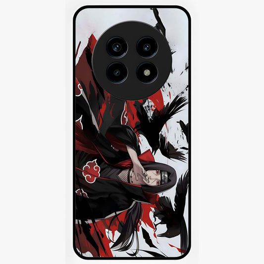 Crimson Crow Illusion Glass Case showing flat back view with artistic crow illusion artwork and glossy glass finish.