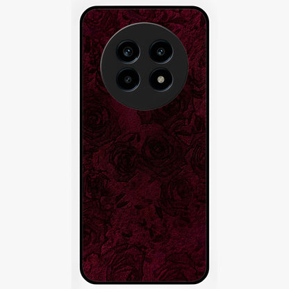 Crimson Fade Flow Glass Case showing flat back view with flowing crimson gradient artwork and glossy glass finish.