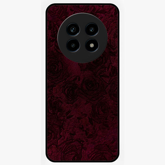 Crimson Fade Flow Glass Case showing flat back view with flowing crimson gradient artwork and glossy glass finish.