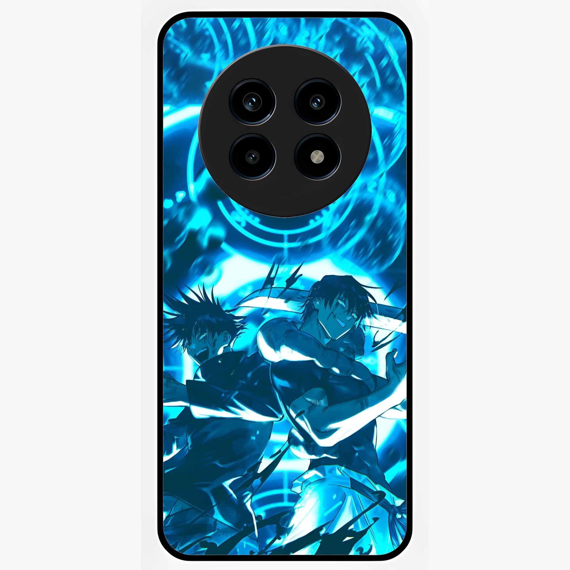 Cursed Energy Clash Glass Case showing flat back view with intense cursed energy artwork and glossy glass finish.