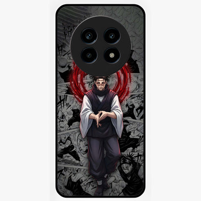 Cursed Ritual Ascension Glass Case showing flat back view with dark ritual themed artwork and glossy glass finish.