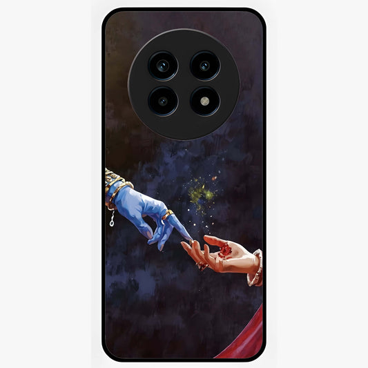 Divine Touch Eternal Glass Case showing flat back view with spiritual themed artwork and glossy glass finish.