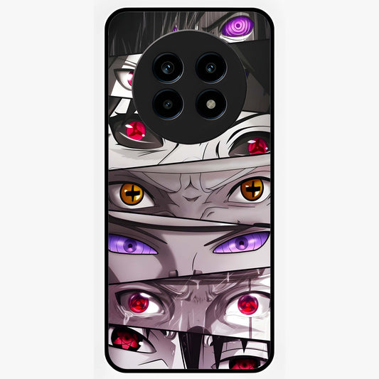 Eyes of Destiny Glass Case showing flat back view with striking eye themed artwork and glossy glass finish.