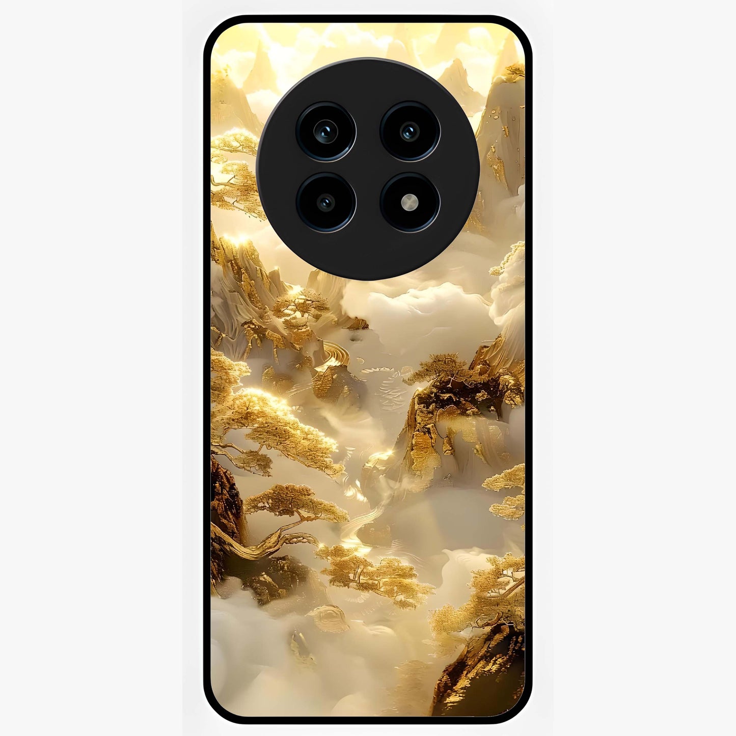 Gates Of Illumination Glass Case showing flat back view with mystical illuminated gate artwork and glossy glass finish.