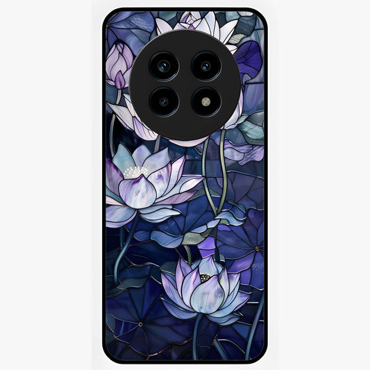 Gloss Petal Rush Glass Case showing flat back view with glossy flower petal artwork and smooth glass finish.