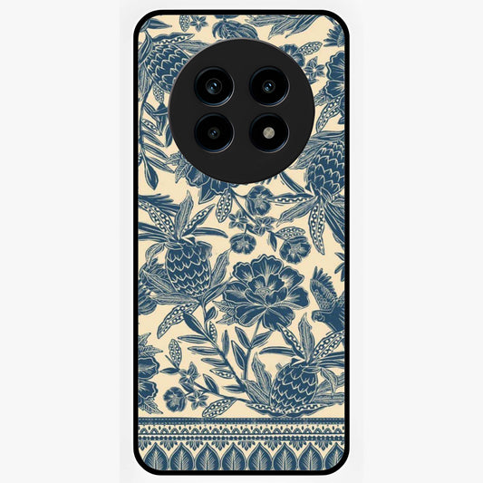 Heirloom Wild Bloom Glass Case showing flat back view with vintage inspired wild flower artwork and glossy glass finish.