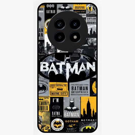 Knight Gotham Rise Glass Case showing flat back view with dark hero inspired artwork and glossy glass finish.