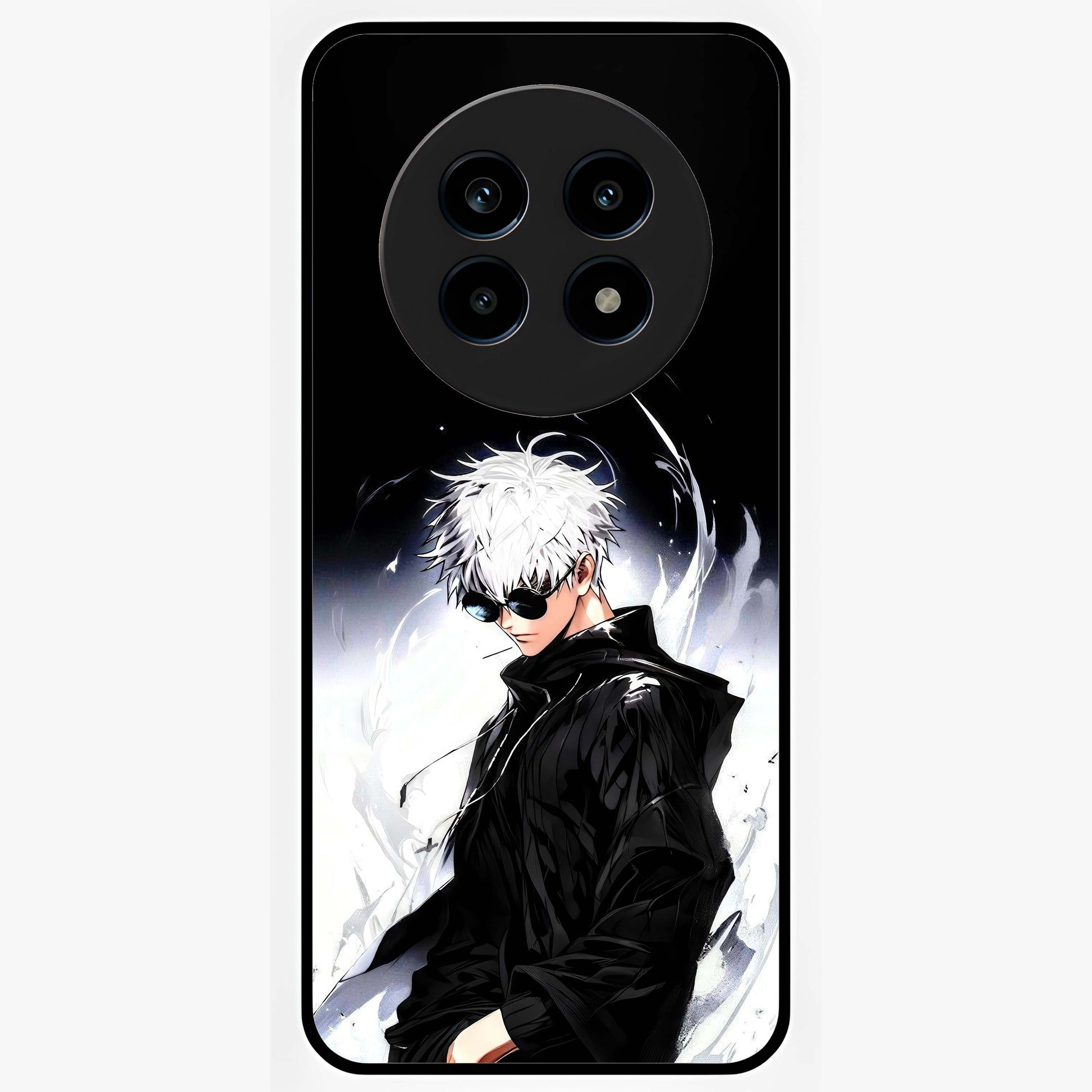 Limitless Shadow King Glass Case showing flat back view with powerful shadow warrior artwork and glossy glass finish.