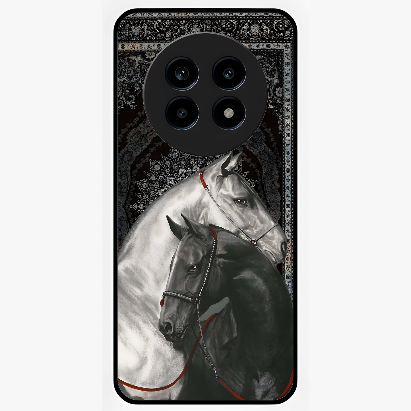 Majestic Ride Legacy Glass Case showing flat back view with powerful automotive inspired artwork and glossy glass finish.
