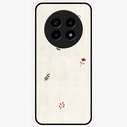 Minimal Petal Whispers Glass Case showing flat back view with soft minimal floral artwork and glossy glass finish.