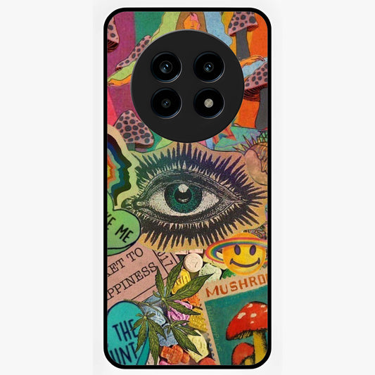 Mystic Eye Wonderland Glass Case showing flat back view with mystical eye themed artwork and glossy glass finish.