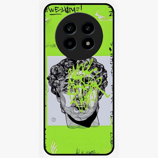 Neo Graffiti Rebellion Glass Case showing flat back view with vibrant graffiti artwork and glossy glass finish.
